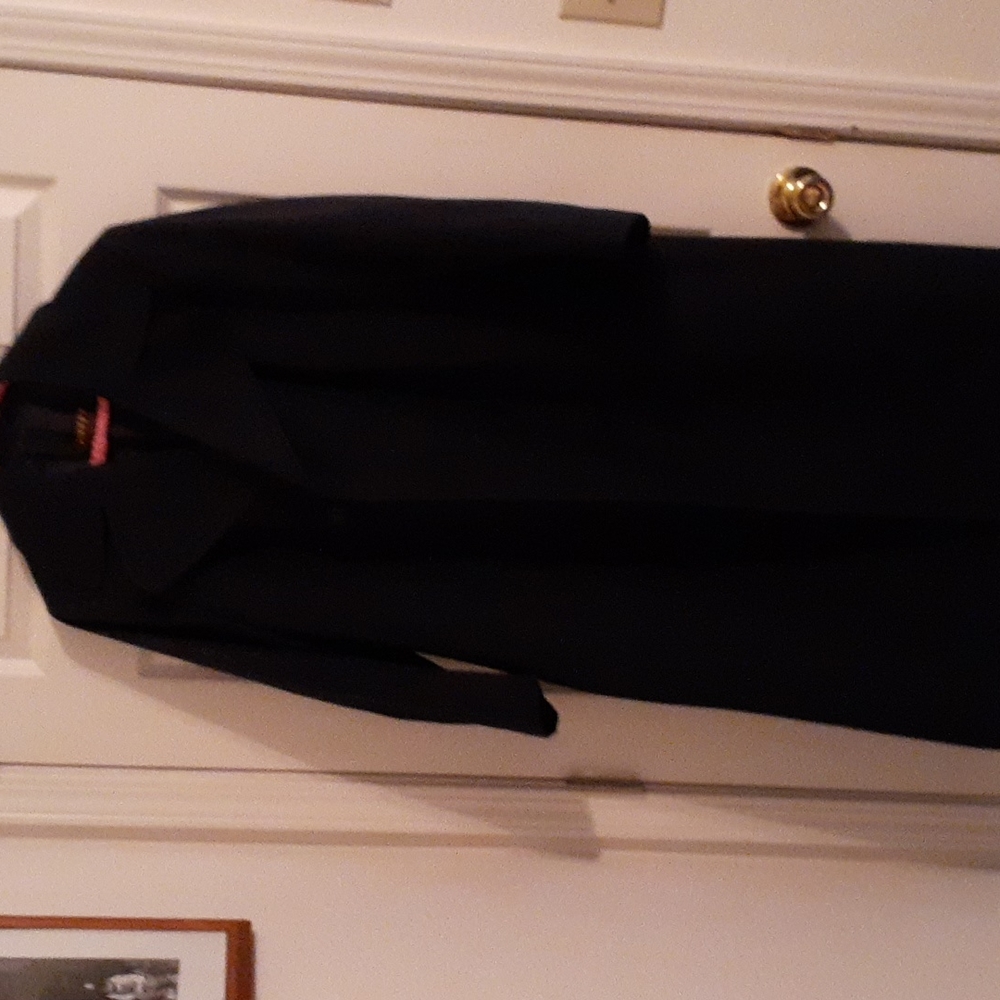 Large Vintage navy blue women's trench coat.